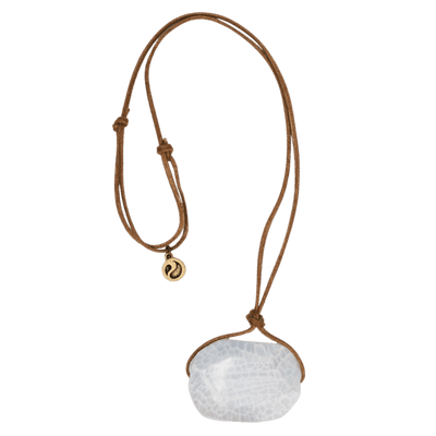  white agate pendant adjustable necklace by energy muse