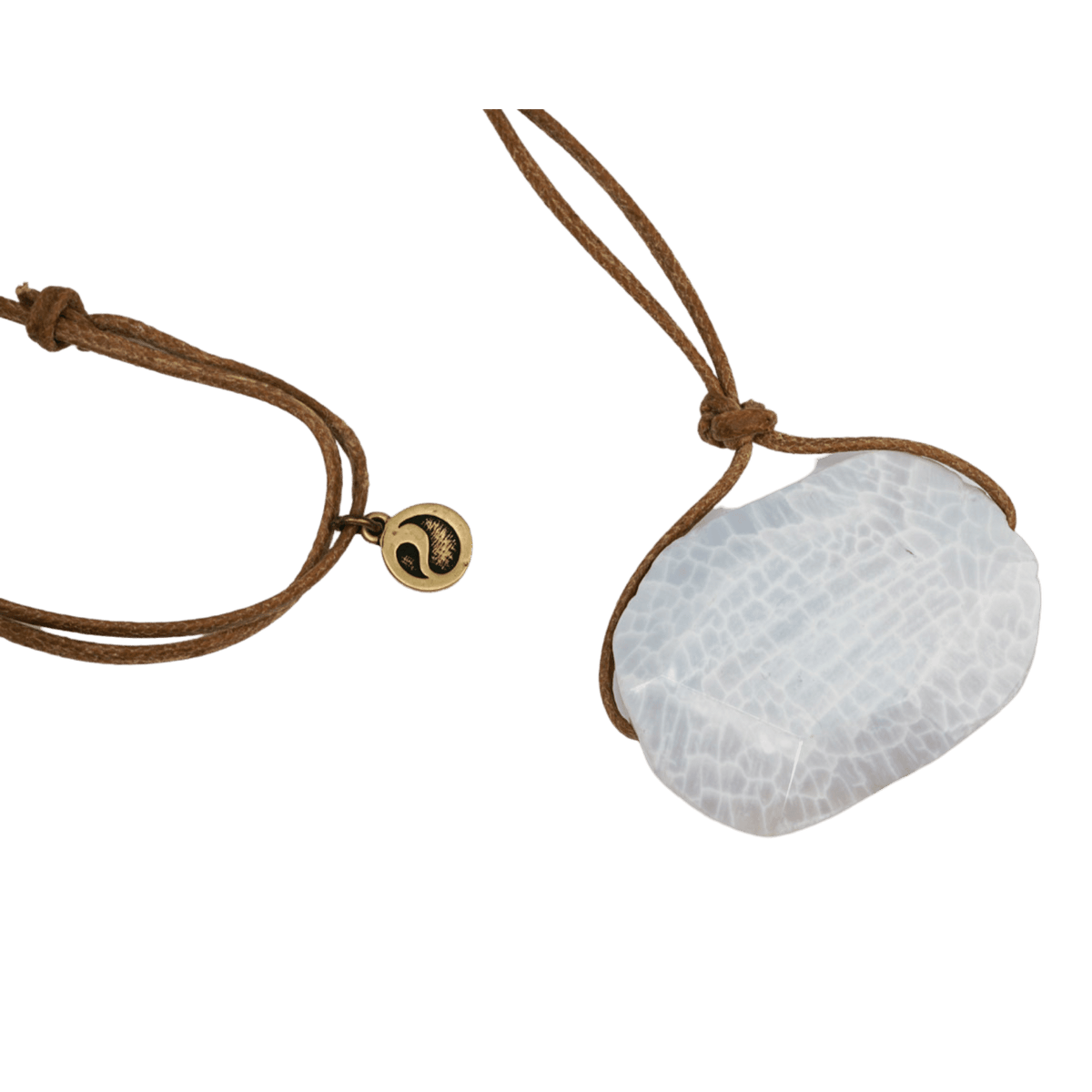 White Agate Pendant Adjustable Necklace