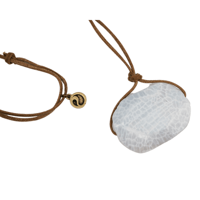 White Agate Pendant Adjustable Necklace
