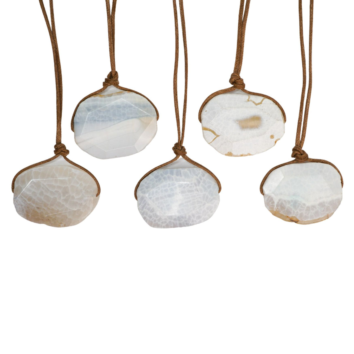White Agate Pendant Adjustable Necklace