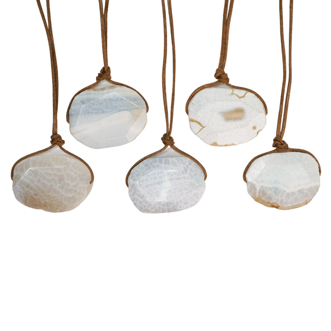 White Agate Pendant Adjustable Necklace | Shop Agate Jewelry at