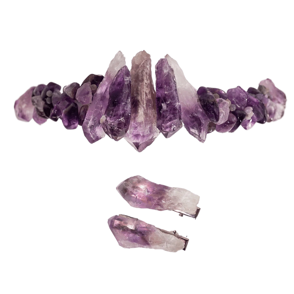 Amethyst Crystal Crown + Clip Duo