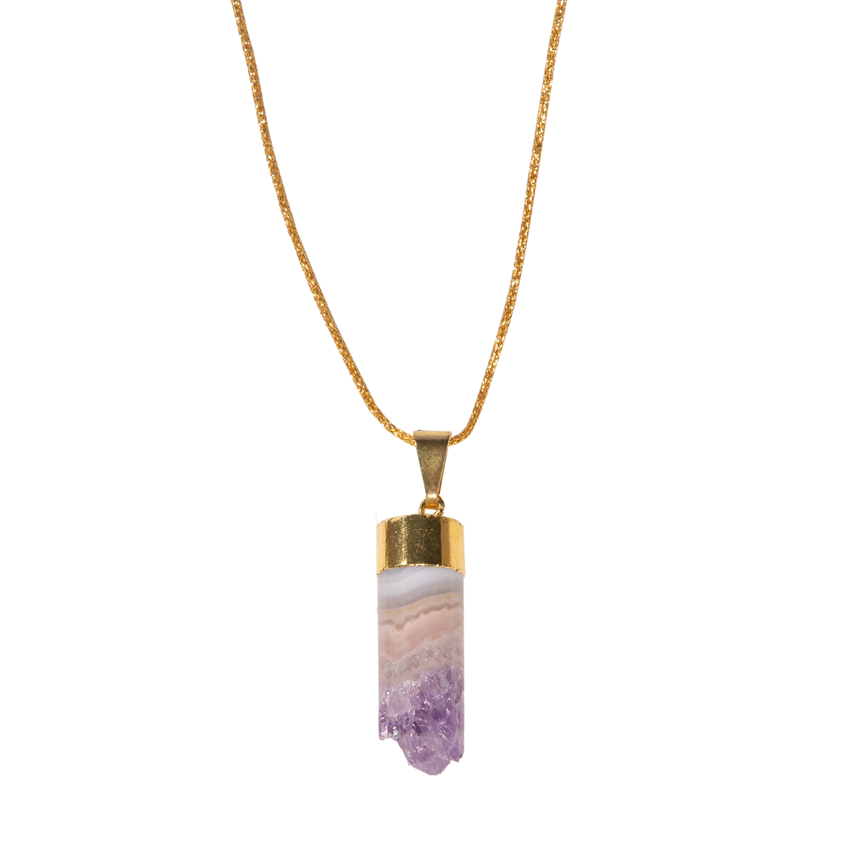 Agate Amethyst Pendant Necklace