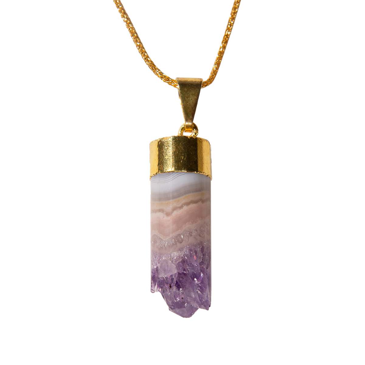 Agate Amethyst Pendant Necklace
