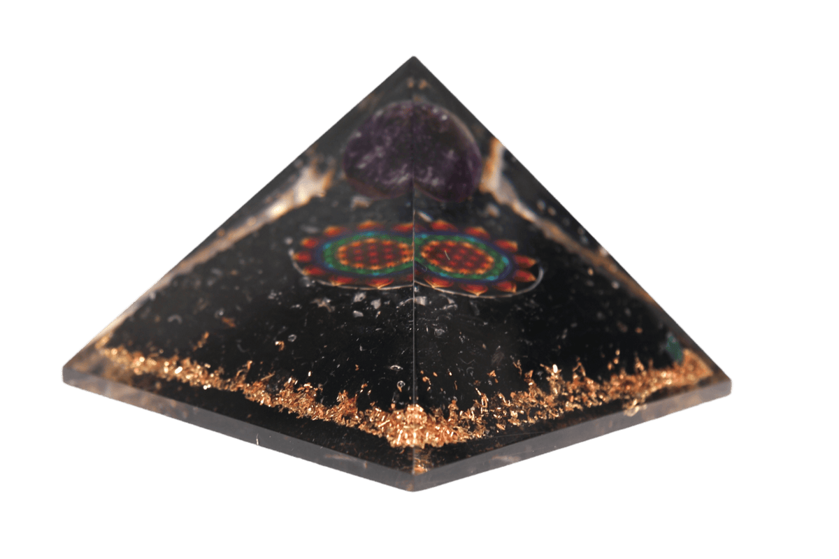 Orgone Black Tourmaline with Amethyst Sphere Pyramid