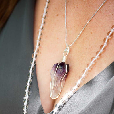 Amethyst Wire-wrapped Pendant Necklace