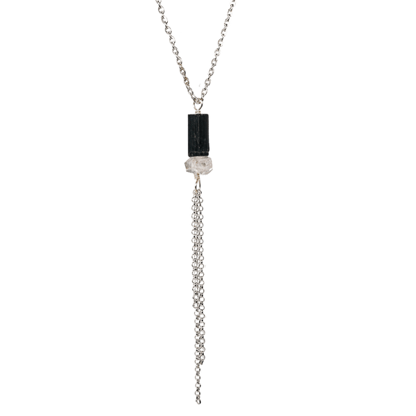 Black Tourmaline & Herkimer Diamond Necklace