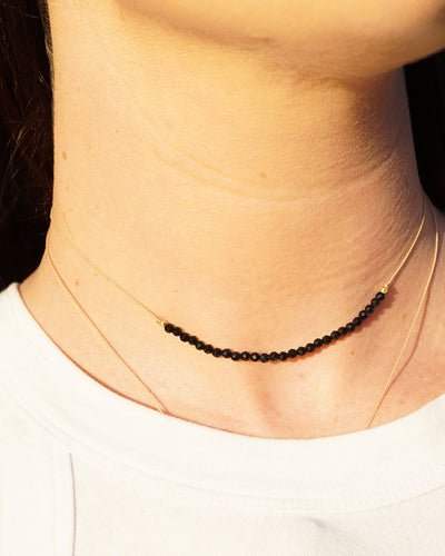 Black Tourmaline Seed Bead Necklace