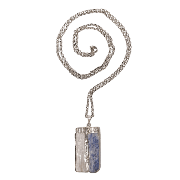 Blue Kyanite + Selenite Pendant Necklace
