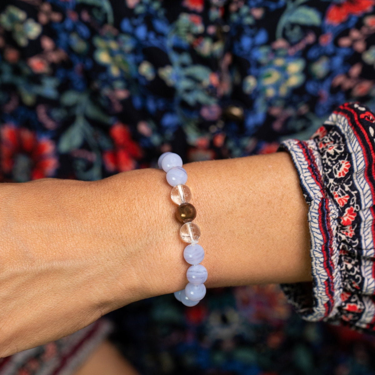 Blue Lace Agate Bracelet for Stress Release - Energy Muse