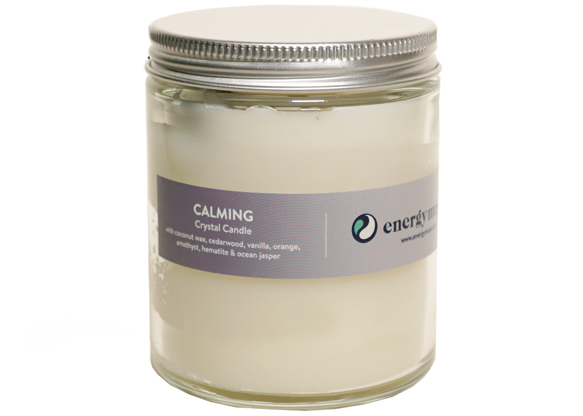 Calming Crystal Candle with Amethyst, Hematite and Ocean Jasper