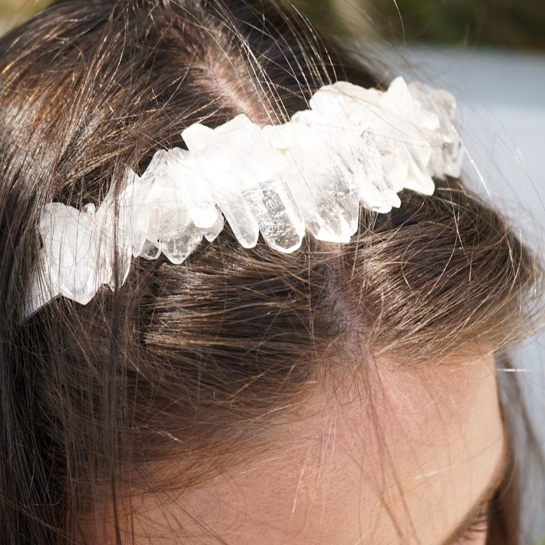 Clear Quartz Crystal Crown + Clip Duo