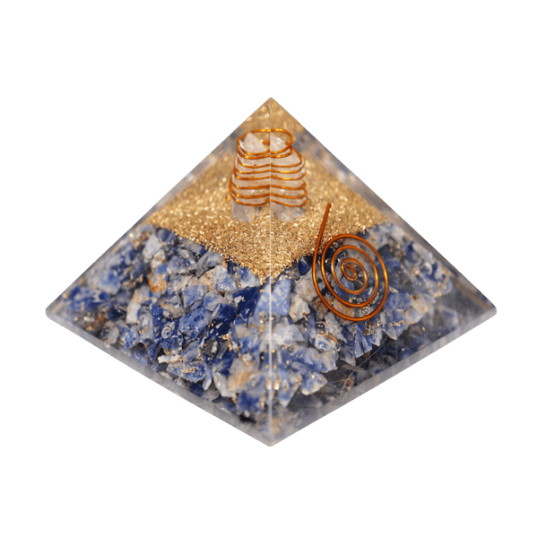 Sodalite Orgone with Clear Quartz Point Pyramid