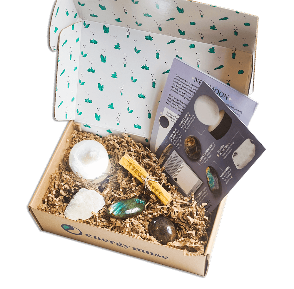 example of Energy Muse's Crystal 365 Subscription Box which arrives quarterly.