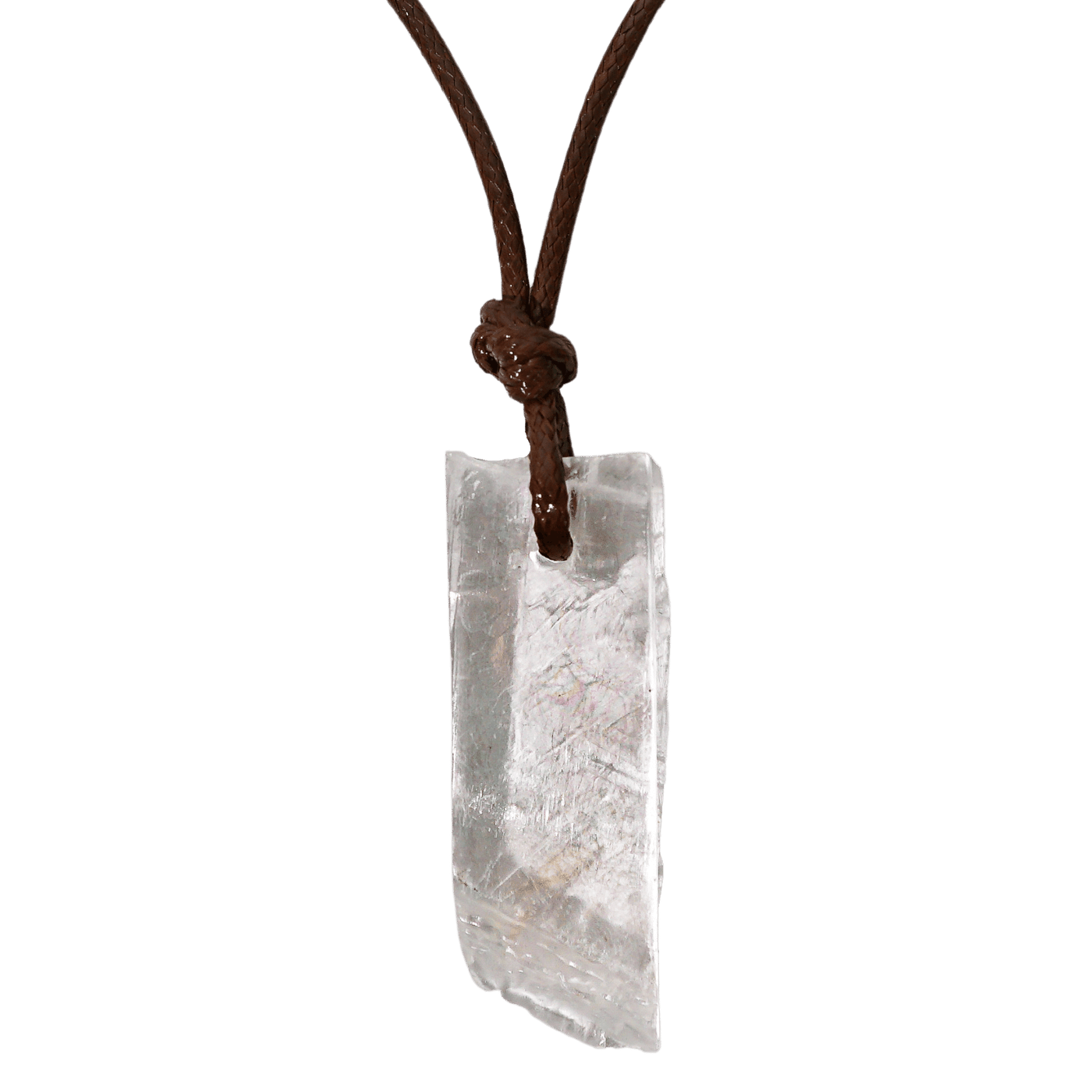 close up of genuine natural Selenite pendant by Energy Muse