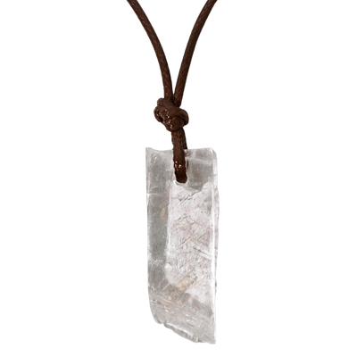 close up of genuine natural Selenite pendant by Energy Muse