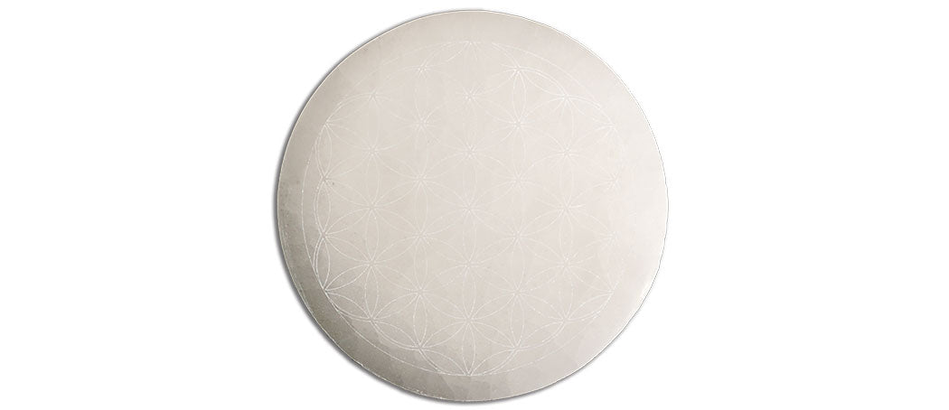 Flower of Life Selenite Grid Plate - Energy Muse