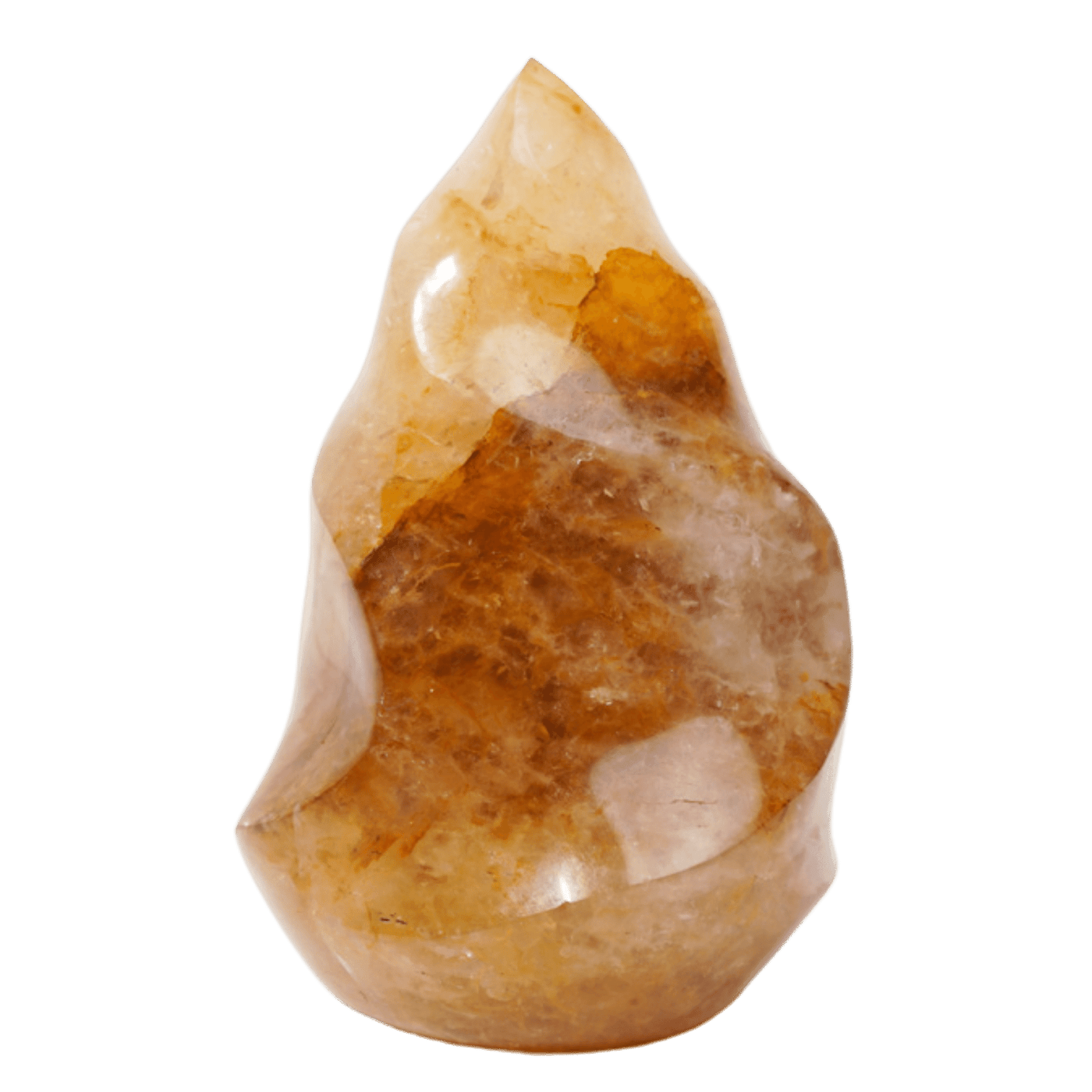 natural golden healer quartz carved flame crystal by Energy Muse 