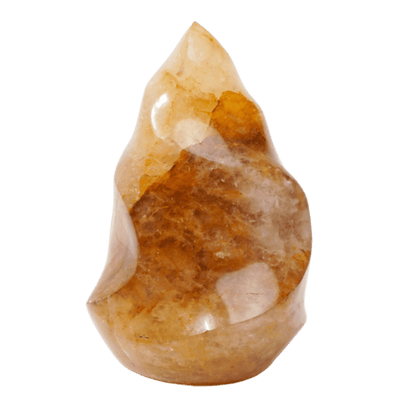 natural golden healer quartz carved flame crystal by Energy Muse 
