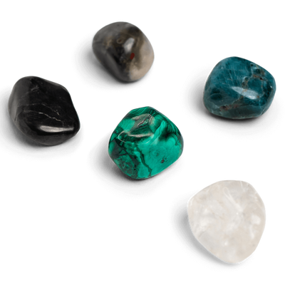 Health Stones - Energy Muse featuring genuine Shungite, Malachite, Apatite, Bloodstone and Clear Quartz