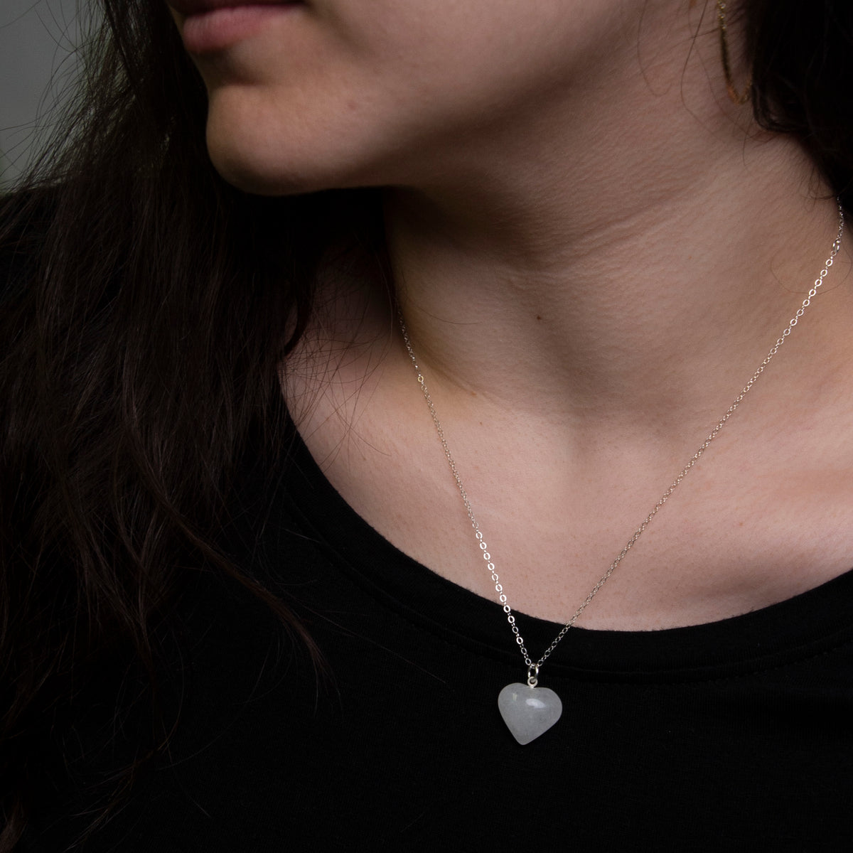 Clear Quartz Heart Pendant Necklace