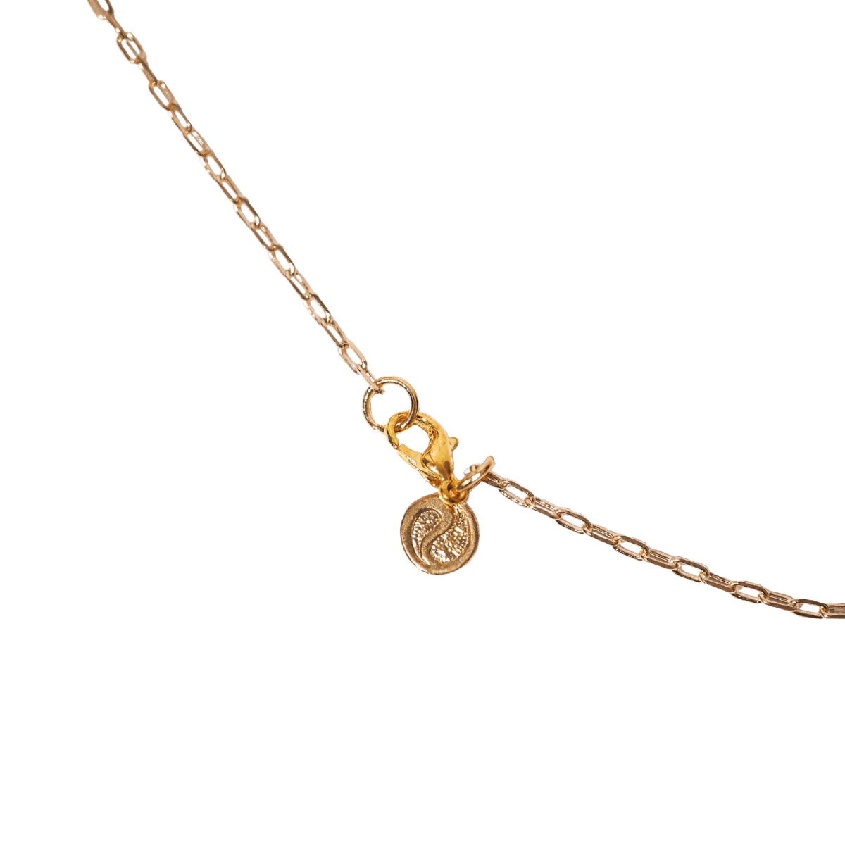 Closeup view of lobster clasp on Fast Money Trio Herkimer Diamond necklace by Energy Muse