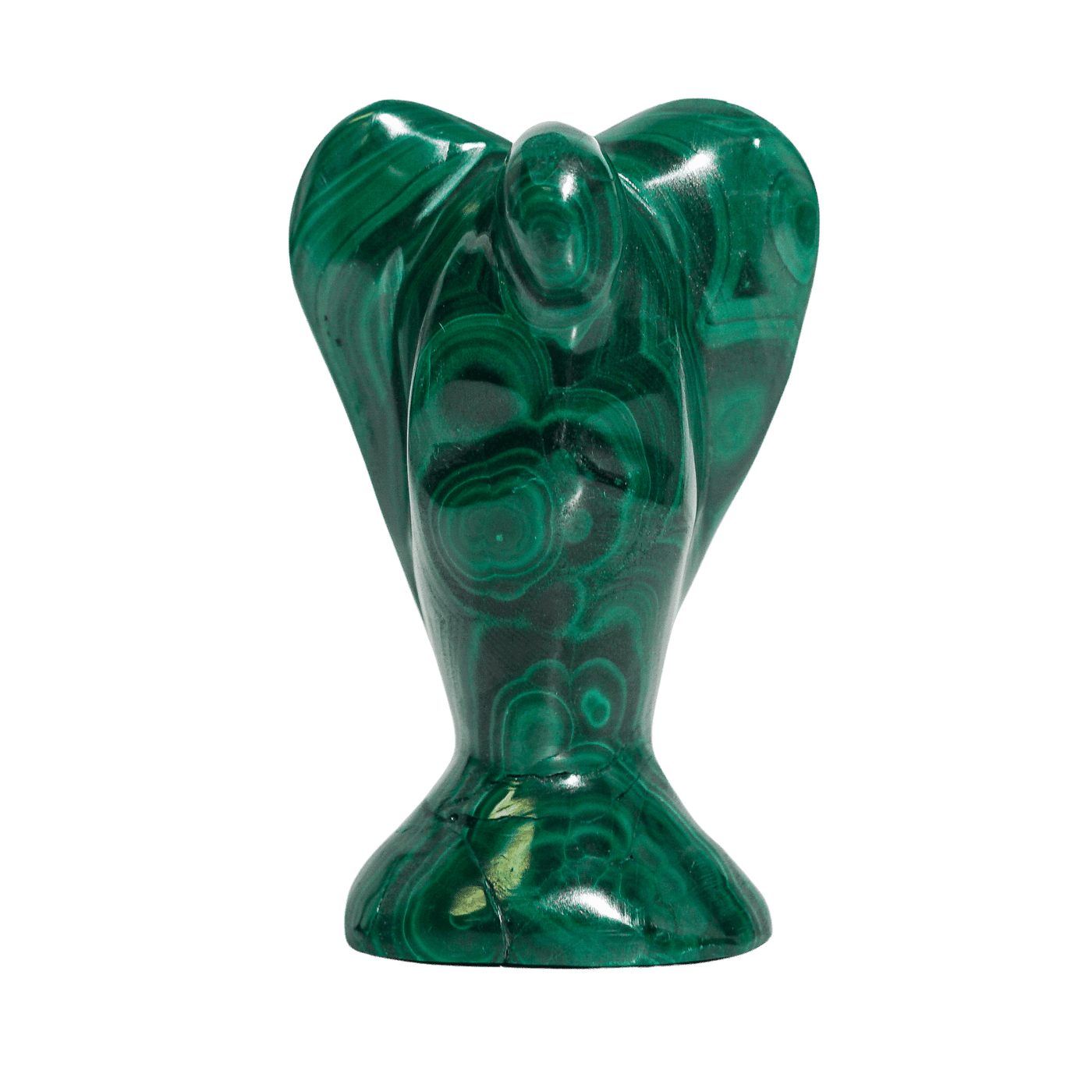 genuine natural malachite carved angel figurine by Energy Muse