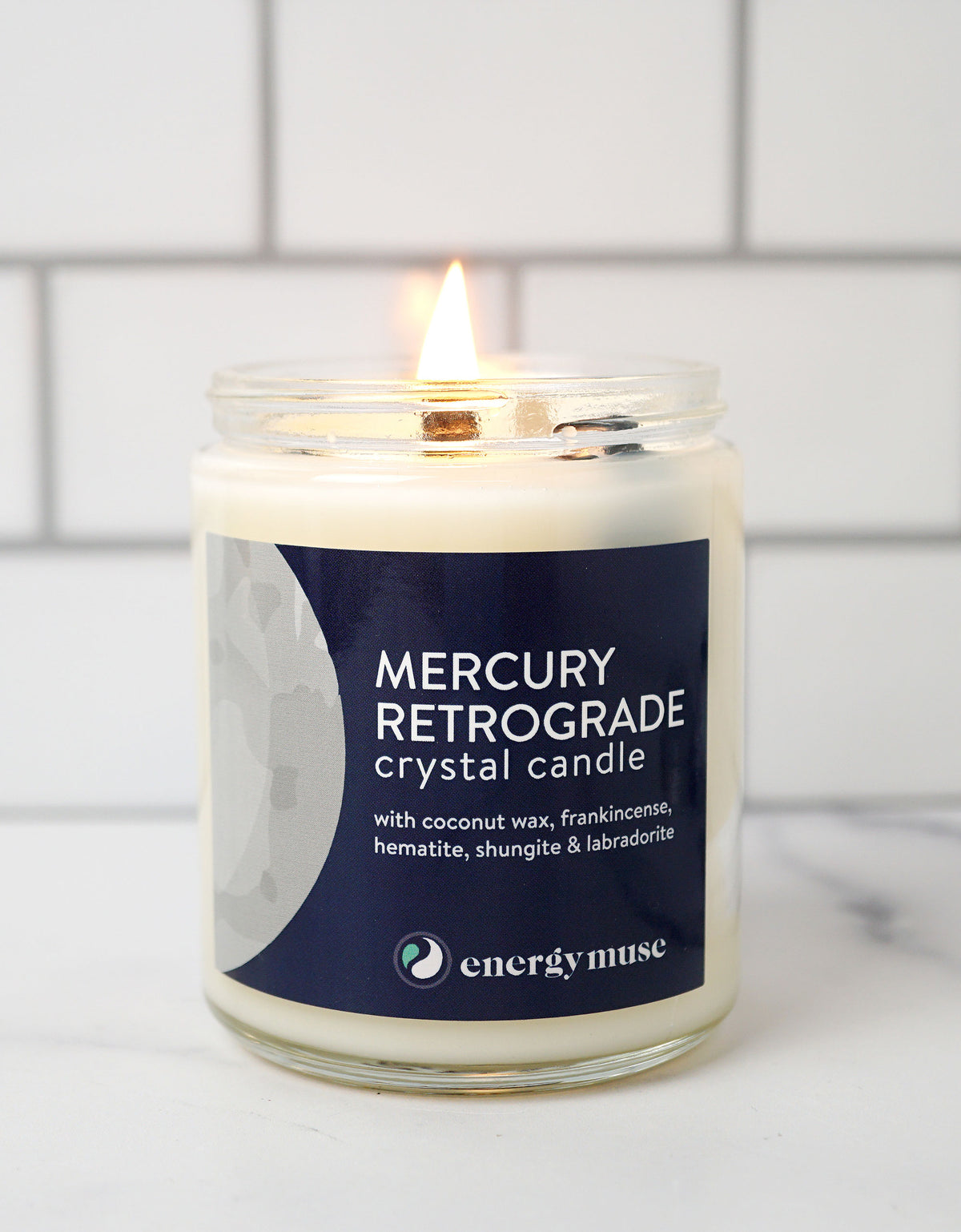 Mercury Retrograde Crystal Candle