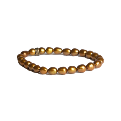 Bronze Gold Oval Pearl Bracelet by Energy Muse