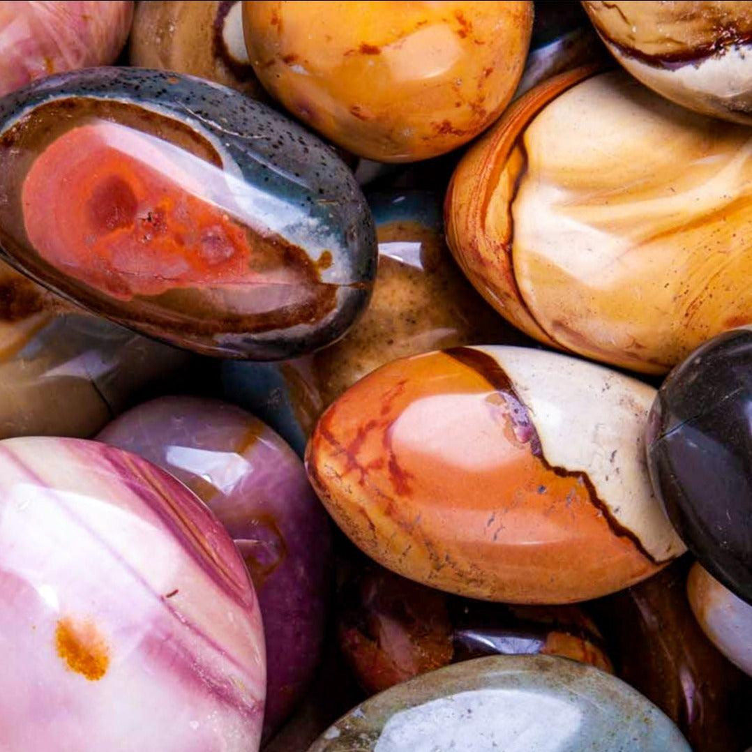 group of genuine polychrome desert jasper smooth polished touchstones by Energy Muse