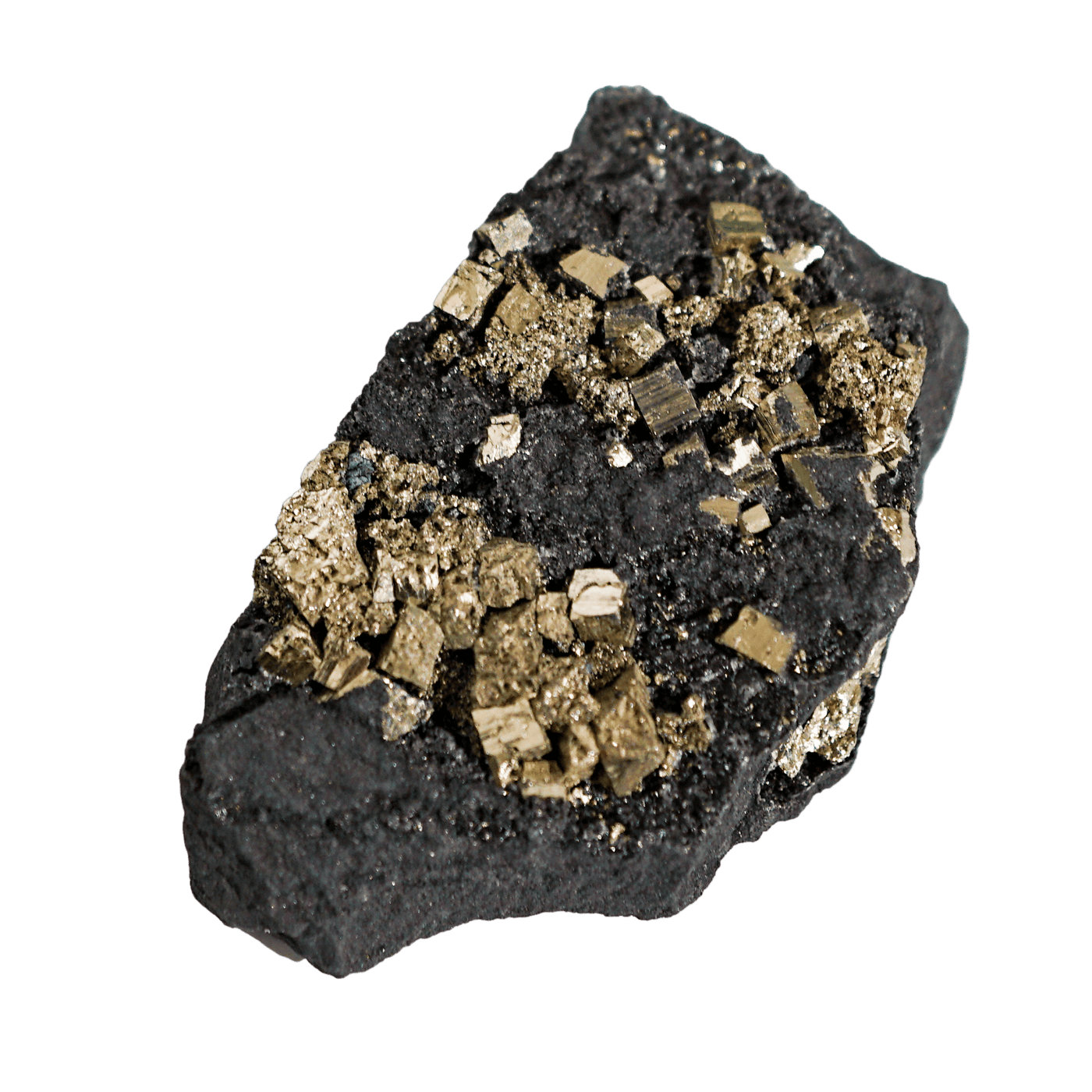 Pyrite on Basalt Crystal