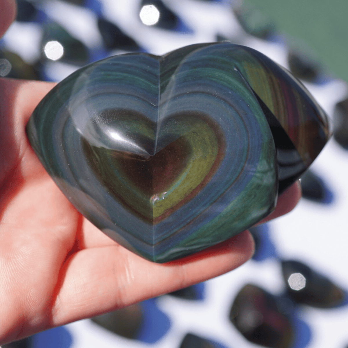 Rainbow Obsidian Heart