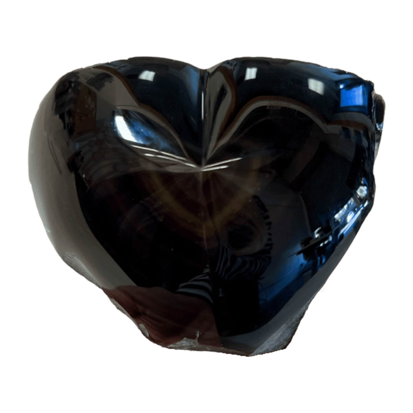 Genuine half polished Rainbow Obsidian Heart Crystal by Energy Muse