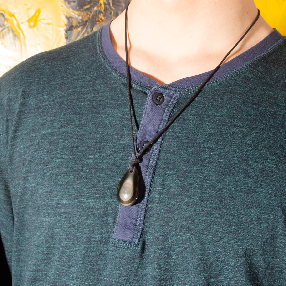 Rainbow Obsidian Pendant Adjustable Necklace