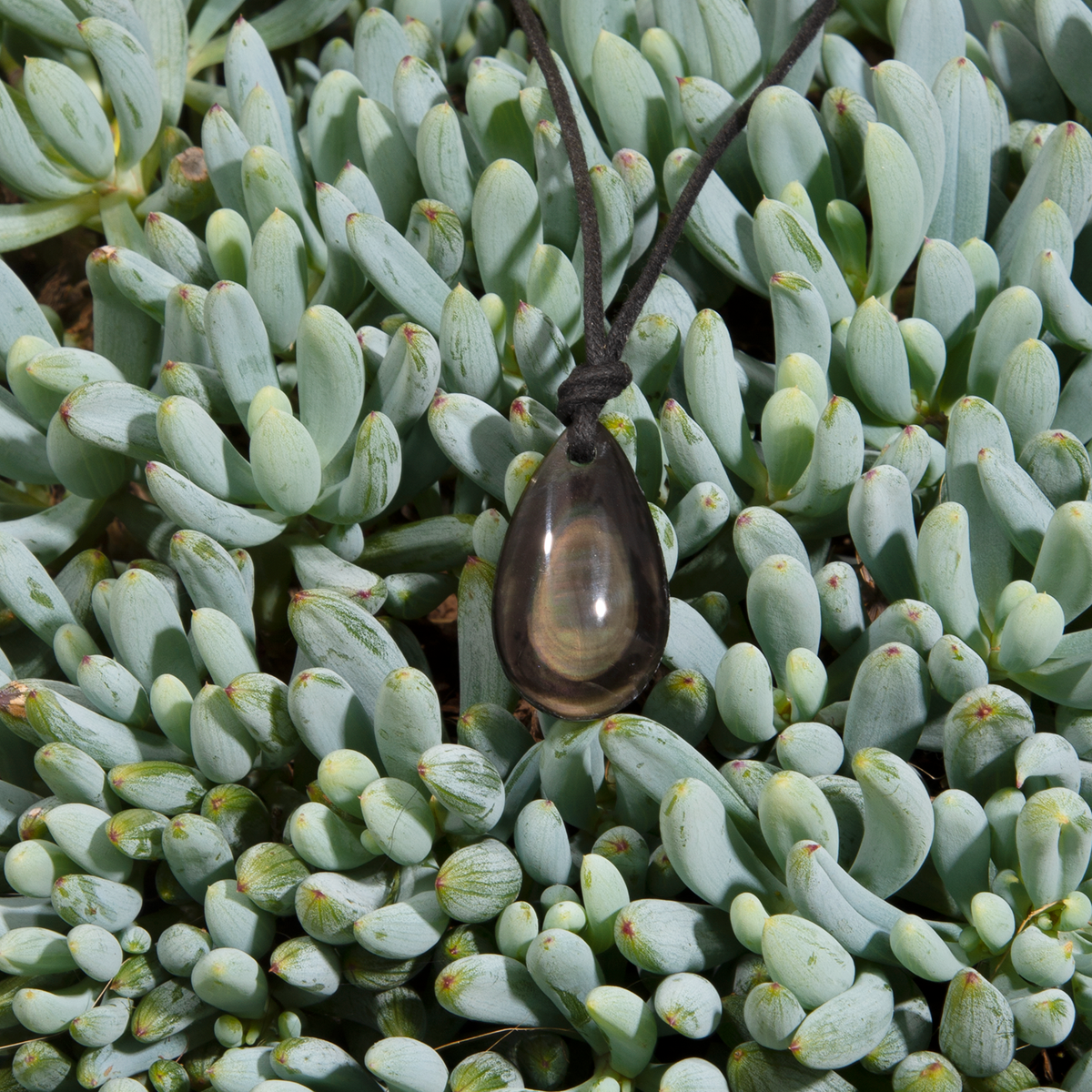 Rainbow Obsidian Pendant Adjustable Necklace