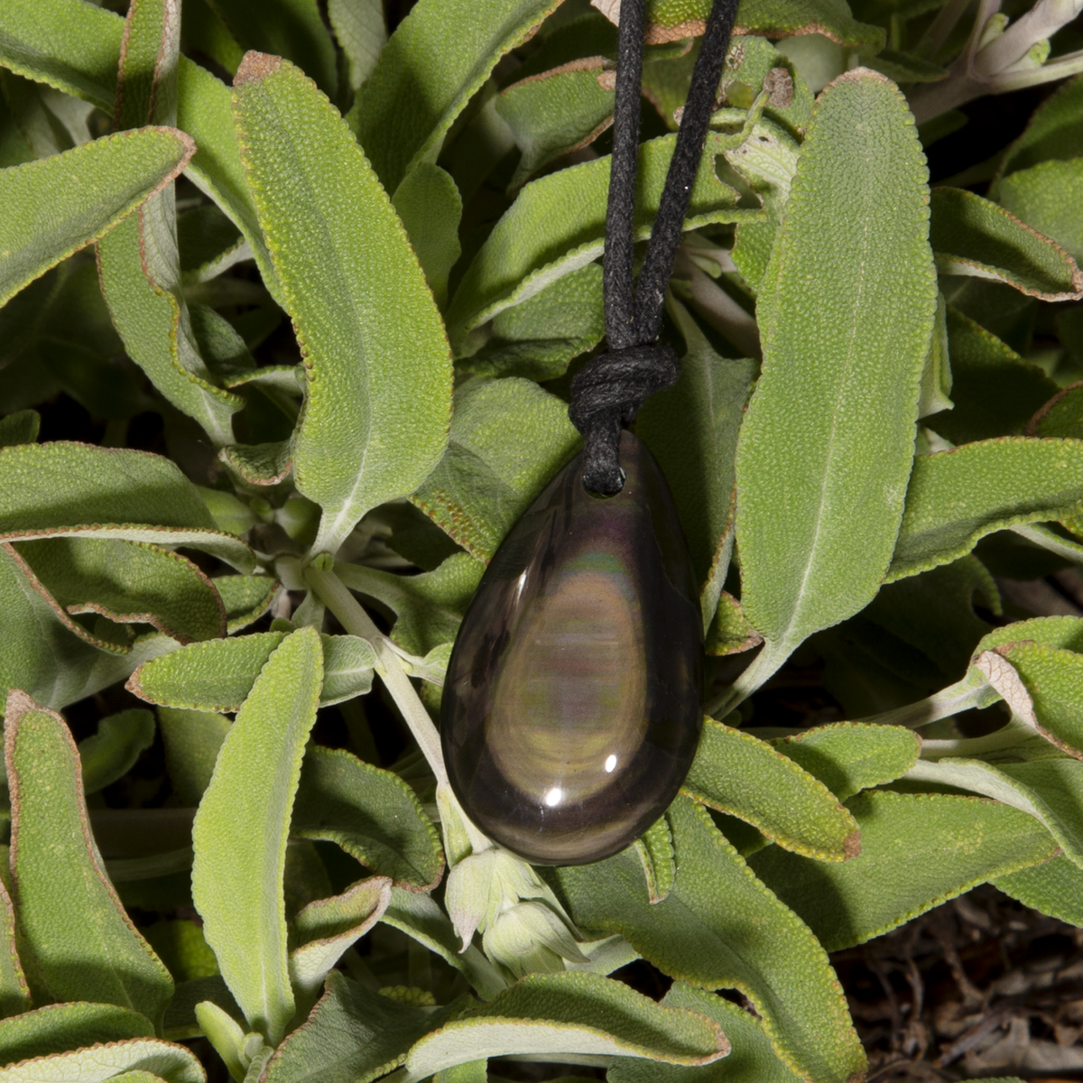 Rainbow Obsidian Pendant Adjustable Necklace