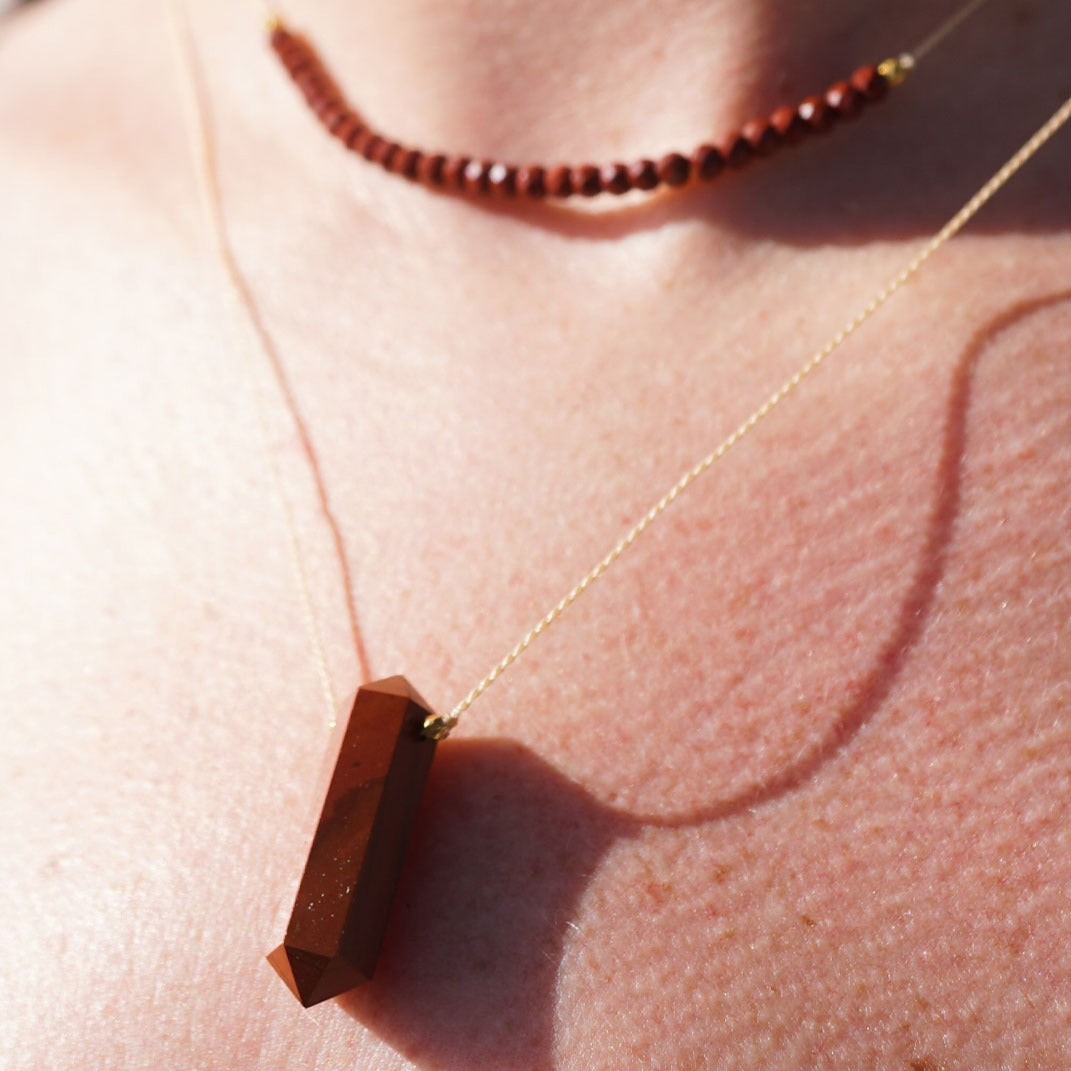 Red Jasper Double Point Necklace