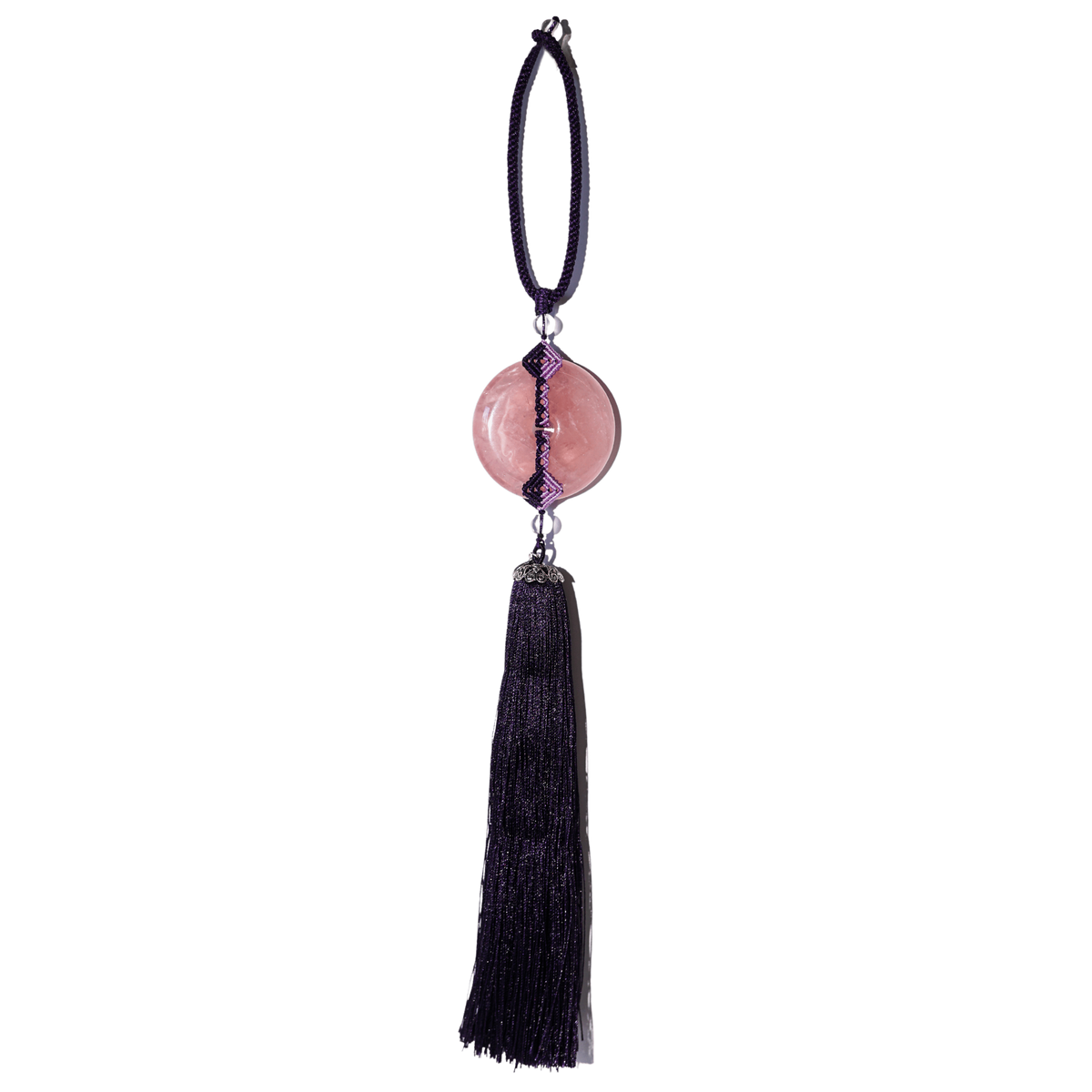 Purple Tassel Rose Quartz Hanger