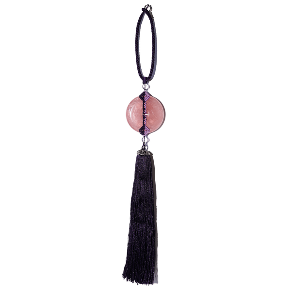 Purple Tassel Rose Quartz Hanger