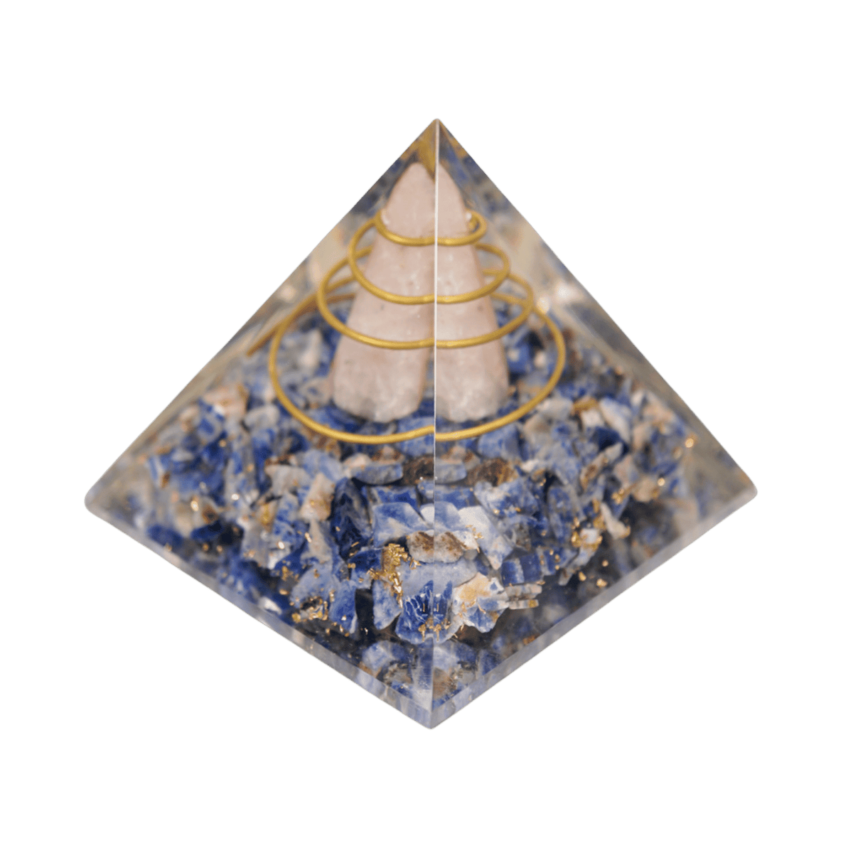 Sodalite Orgone with Rose Quartz Point Pyramid