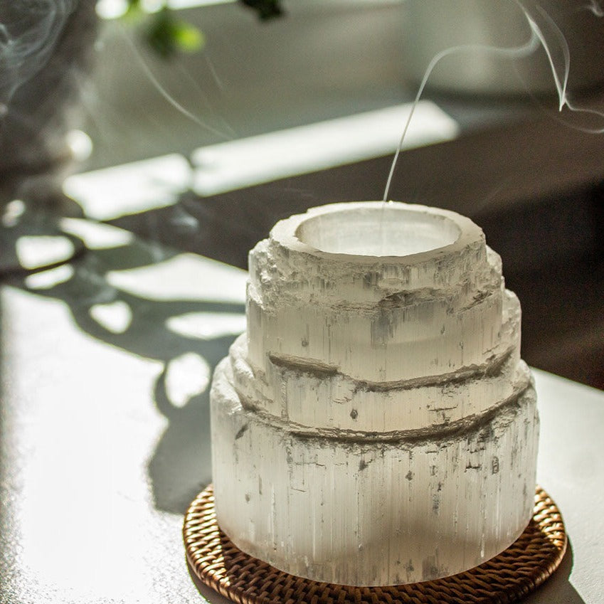 Selenite Candle Holder