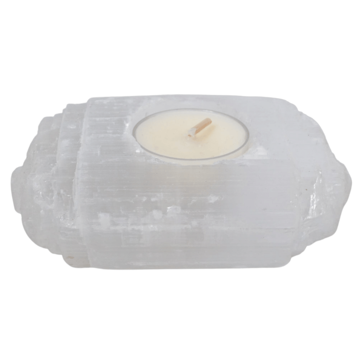 Selenite Log Candle Holder