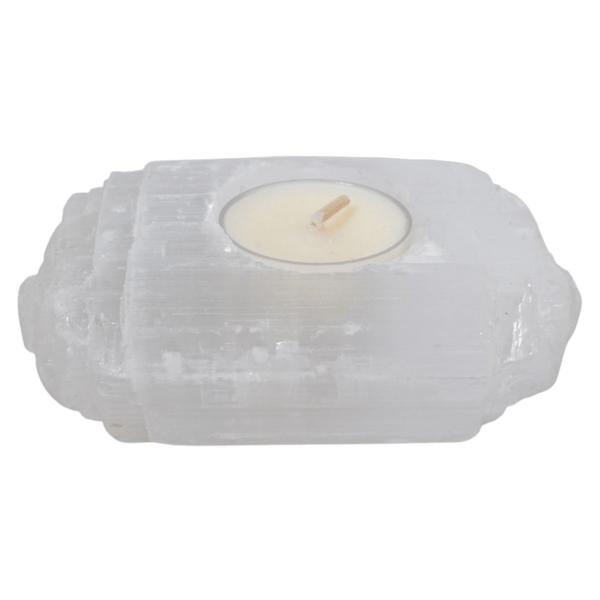 Selenite Log Candle Holder