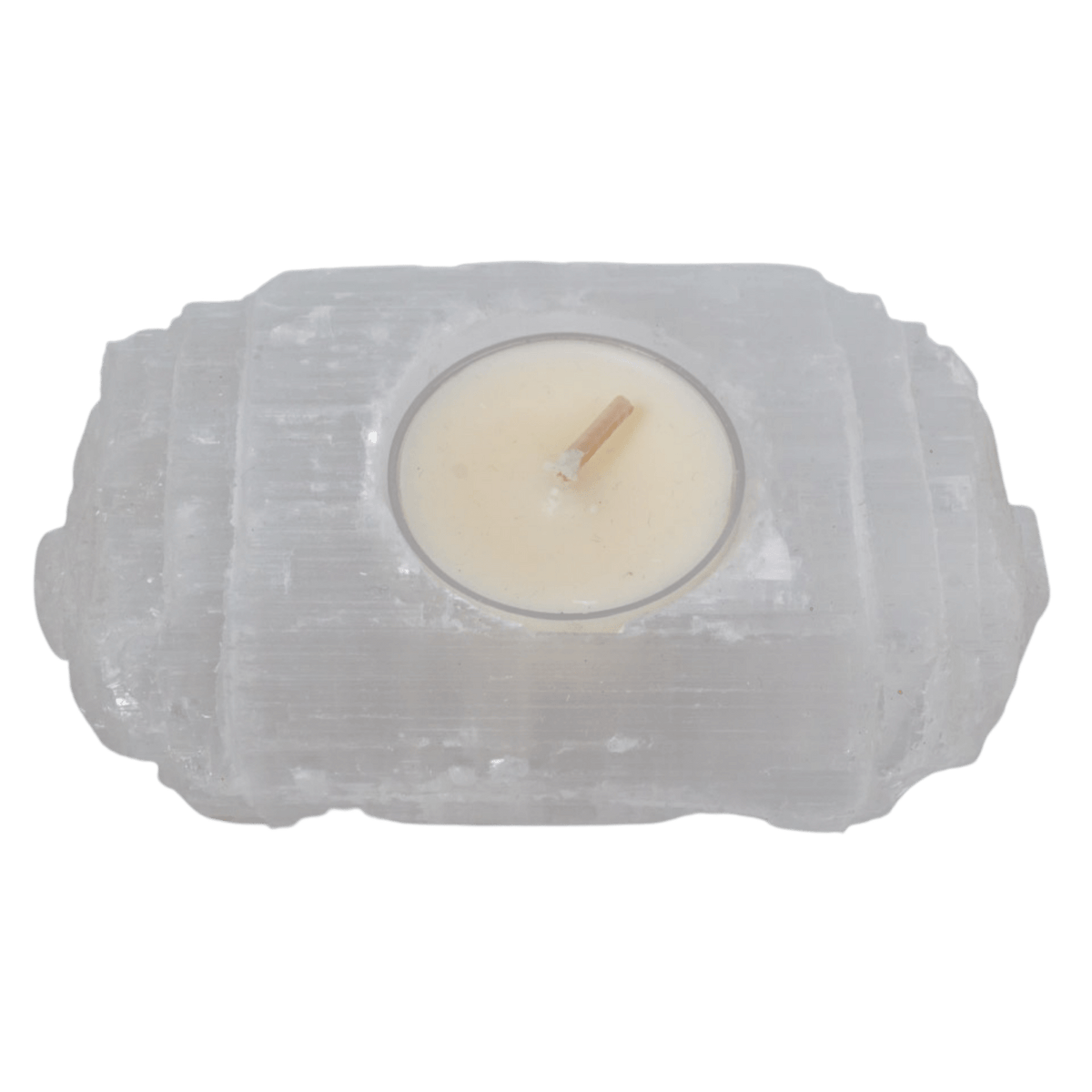 Selenite Log Candle Holder