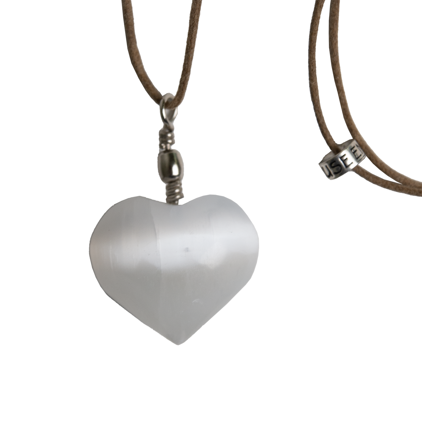 Selenite Heart Pendant Necklace