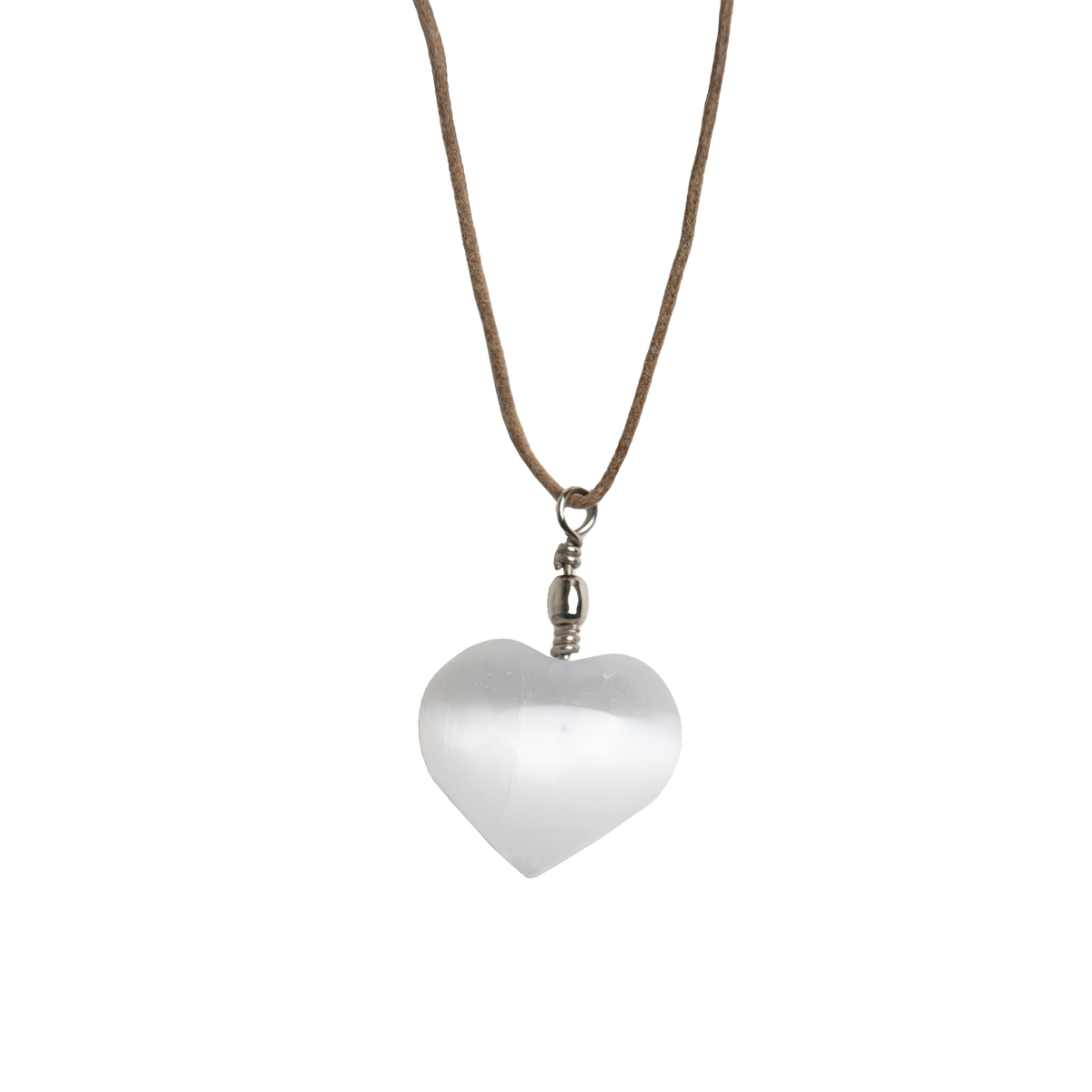 Selenite Heart Pendant Necklace