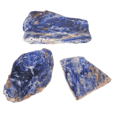 Showing the variety of shapes of genuine Sodalite slabs by Energy Muse