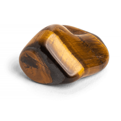 close up view of natural irregularly polished tumbled Tiger's Eye stone by Energy Muse 
