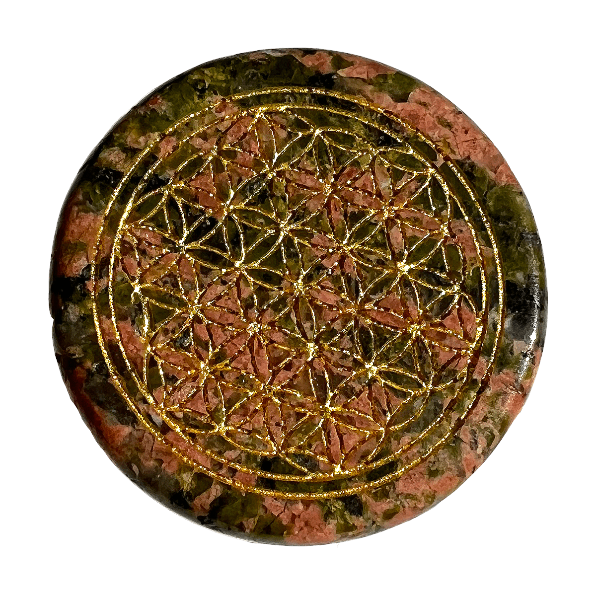 Flower of Life Unakite Stone