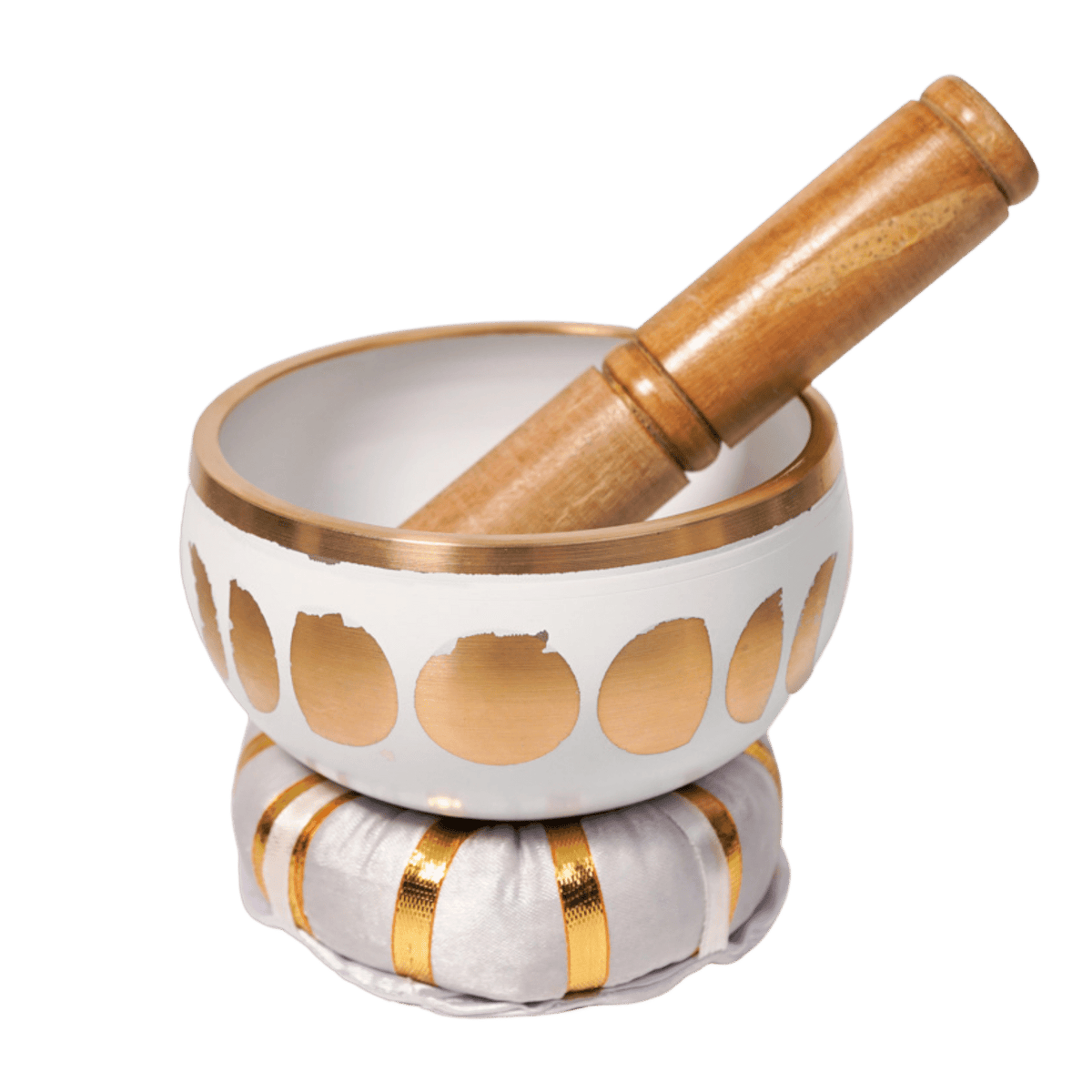 Hand painted White and gold foil Moon Phase Singing Bowl by Energy Muse